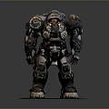 Detailed Sci Fi Mech Warrior Character In Heavy Armor With Helmet And Mechanical Joints