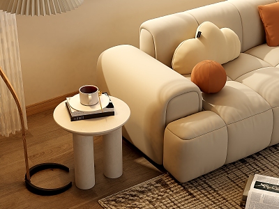 Modern cream style side table cream sofa side table 3d model