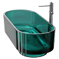 Modern Colored Bathtub Design Featuring Brown And Red Glass Bodies With Metal Frames