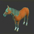 Orange Horse With Brown Mane And White Hooves Standing On Dark Surface