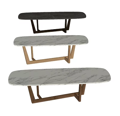 Elegant Modern Dining Tables With Marble Tabletops And Black Gold Wooden Legs 3d model