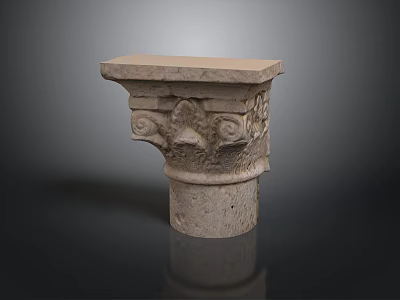Classical Stone Column Ruins Landscape Featuring Carved Patterns And Natural Scenery Elements 3d model