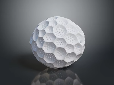 White Golf Ball With Hexagonal Surface Texture On Dark Background With Reflection 3d model