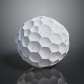 White Golf Ball With Hexagonal Surface Texture On Dark Background With Reflection 3d model