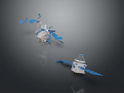 Space Satellite Equipment With Blue Solar Panels And White Body Components 3d model