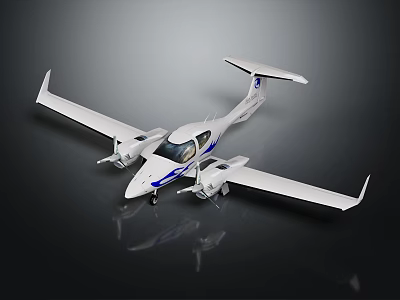 Sleek White And Blue Twin Engine Airplane With Cockpit And Modern Design 3d model