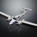 Sleek White And Blue Twin Engine Airplane With Cockpit And Modern Design
