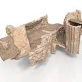 Ancient Historical Building Ruins With Stone Structure Broken Walls And Columns