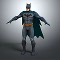 Batman 3D Character Model With Gray Costume Black Cape And Yellow Belt