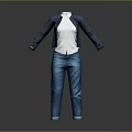Layered Dark Blue Cardigan White Shirt And Blue Jeans Casual Outfit