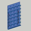 Blue Metal Scaffolding Structure With Multi Level Frames And Safety Components 3d model