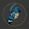 3D Model Action Figure Of Muscular Character With Blue White Outfit Red Shoes Black Base