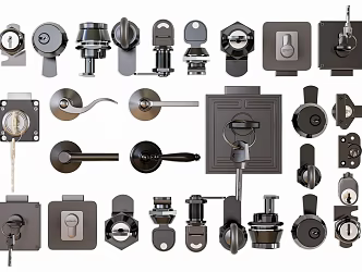 Modern lock key lock cylinder filing cabinet file cabinet lock cable hardware 3d model