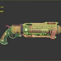Steampunk Style Pistol With Copper Blue Red Accents And Mechanical Details