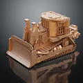 Functional Bulldozer Tracked Metal Model With Detailed Cabin And Front Blade