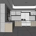 Modern Spacious Kitchen Interior With Wooden Cabinets Island Counter And Stainless Steel Appliances