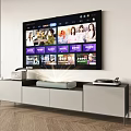 Modern TV Stand In Living Room With Flat Screen TV And Media Storage Units