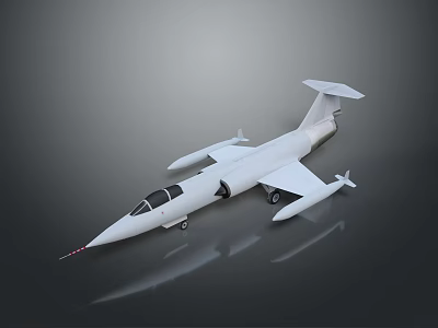 Detailed White Jet Airplane Model Featuring Streamlined Design Sharp Nose And Landing Gear 3d model