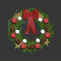 Commercial Christmas Wreath Decorative Equipment Featuring Red Bow Pine Cones And Colorful Ornaments