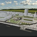 Modern Transport Station Hub With Surrounding Buildings Green Spaces And Solar Panels
