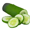 Organic Fresh Green Cucumber Whole And Sliced Pieces For Healthy Eating