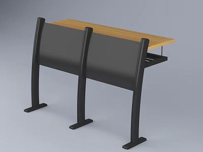 Public Chair With Black Frame Wooden Seat And Modern Design For Public Spaces 3d model