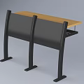 Public Chair With Black Frame Wooden Seat And Modern Design For Public Spaces