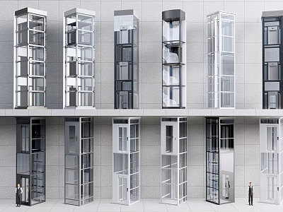 Modern Architectural Elevator Designs Featuring Glass And Metal Exteriors For Commercial Buildings 3d model