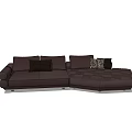 Dark Brown L Shaped Sectional Sofa With Decorative Pillows Modern Style 3d model