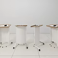 Four White Functional Tables With Wheels And Tablet On Top 3d model