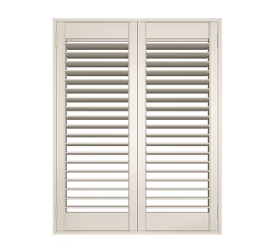 White Window Shutters With Slatted Design And Double Panel For Modern Home 3d model