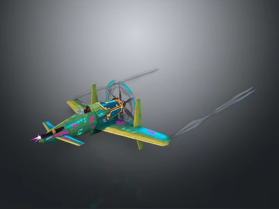 Colorful Model Airplane With Vibrant Colors Propellers Detailed Wings And Toy Design 3d model