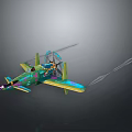 Colorful Model Airplane With Vibrant Colors Propellers Detailed Wings And Toy Design
