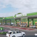 Modern New Energy Charging Station Parking Lot With Electric Vehicles And Green Landscaping