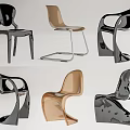 Modern Stylish Leisure Chairs With Curved Design Black Brown Tones And Metal Frames