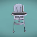 Light Colored Kids High Chair With Tray And Metal Frame Simple Design