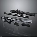 Modern Precision Sniper Rifle With Tactical Scope Long Barrel And Magazine