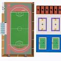 Football Field Design With Running Track Grandstand And Surrounding Sports Areas