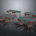 Modern Dining Table Set With Wooden Tops And Metal Chairs In Kitchen Area