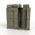 Green Metal Lockers With Multiple Doors Open Compartment And Items On Top
