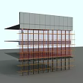 Contemporary Building Facade Featuring Glass Curtain Wall And Horizontal Metal Frames