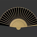 Natural Wooden Fan Shaped Hanging Decor With Radial Pattern And Beige Finish