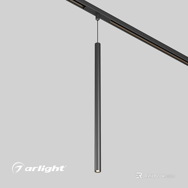 Modern Sleek Black Metal Pendant Light With Slim Rod For Home Interior 3d model 