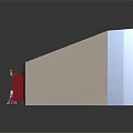 Modern Scene Featuring Red Doors Door Gods Purple Robed Figure And Lantern