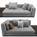 Gray Modular Sectional Sofa With Mixed Color Cushions And Coffee Table 3d model