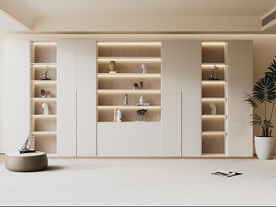 Modern Bookcase Cream Bookcase 3d model