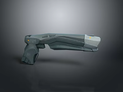 Sci-Fi Weapon 3D Model Design With Sleek Gray Body Yellow Accents And Futuristic Tech Details 3d model
