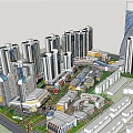 Modern High Rise Urban Complex With Commercial And Residential Buildings