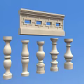 Architectural Stone Balustrade Components With Various Designed Balusters And Decorative Rail