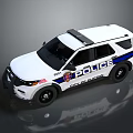 White Police Car With Blue Stripes Police Lights And City Logo